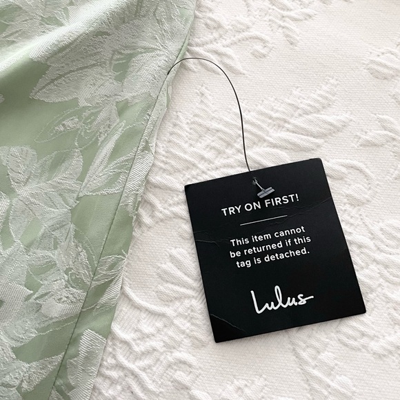 NWT Lulus Sweet and Stylish Green Floral Jacquard One-Shoulder Midi Dress Medium - Picture 4 of 8